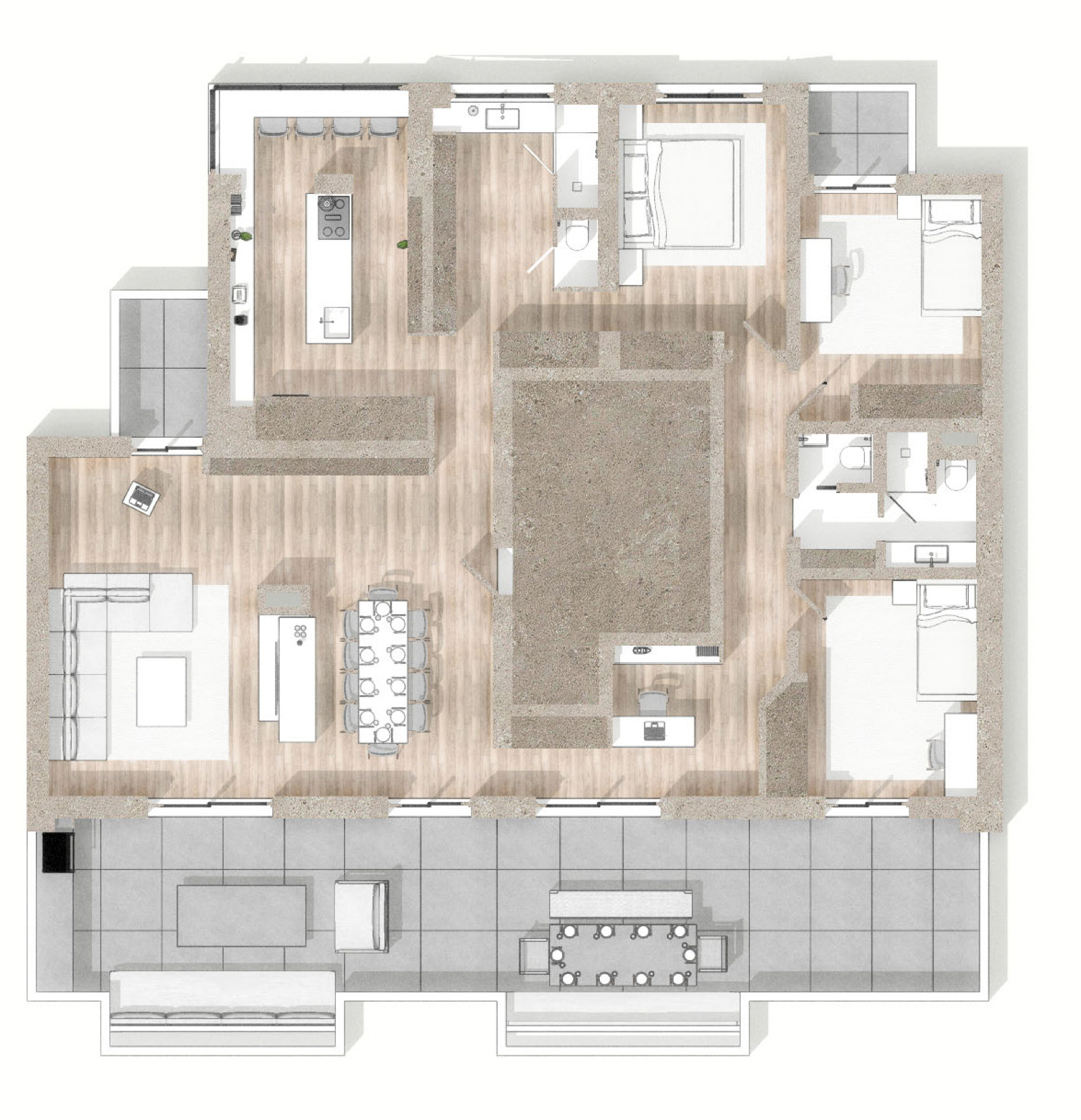 Estudo Prévio — open floor plan